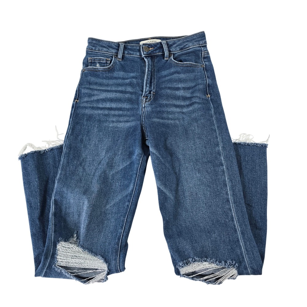 Hidden Los Angeles Womens High Rise Distressed Straight Leg Jeans‎ HD3136C-DK 26